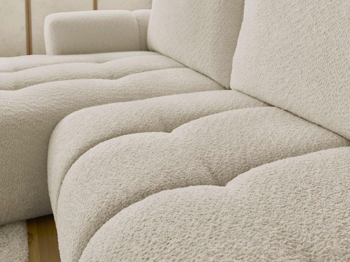 ECKSCHLAFSOFA FUJI Bouclé Beige  inkl.  - Beige/Schwarz, MODERN, Kunststoff/Textil (160/292cm)