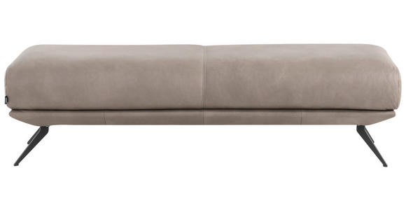 HOCKER in Leder Grau - Schwarz/Grau, Design, Leder/Metall (160/45/60cm) - Dieter Knoll