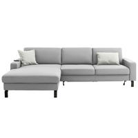 ECKSOFA Cord Hellgrau  - Hellgrau/Schwarz, Design, Textil/Metall (185/298cm) - Pure Home Lifestyle