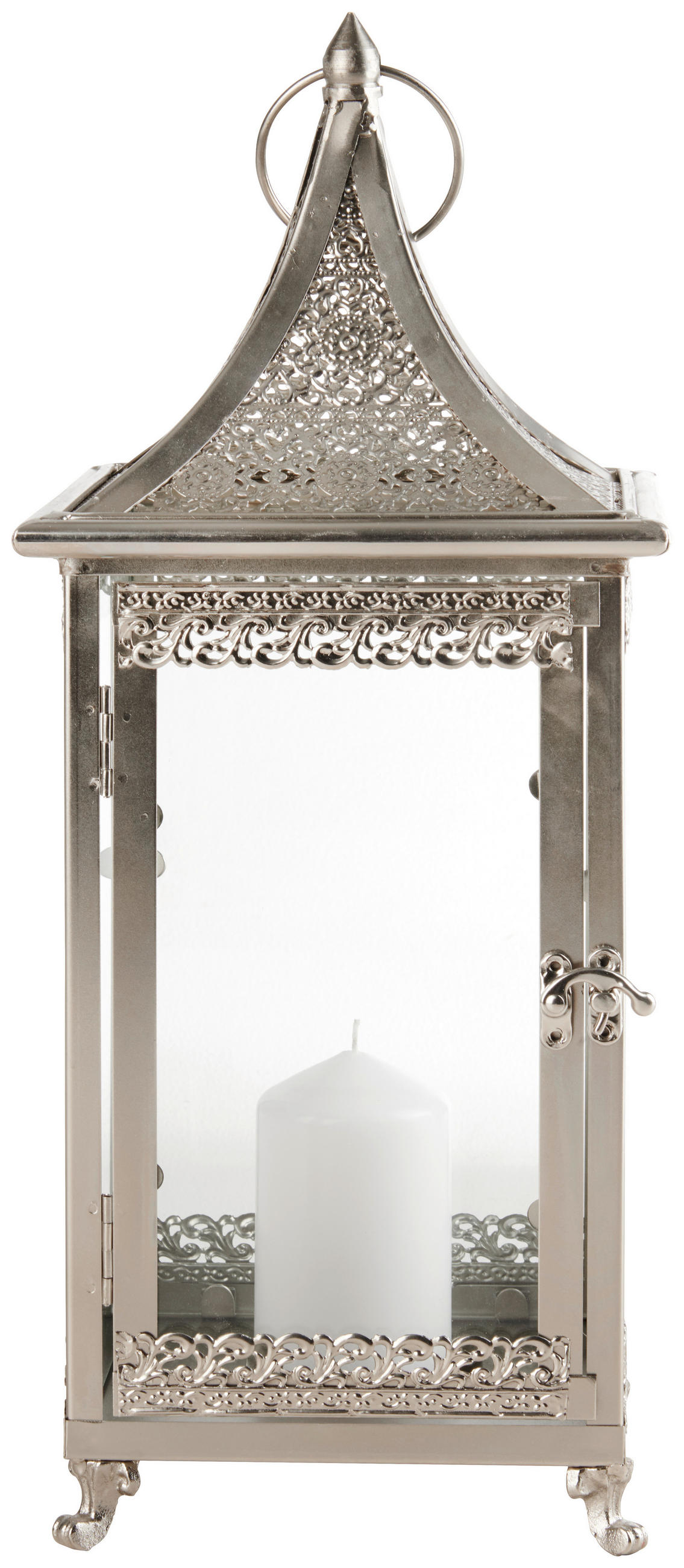 LUCERNA kov, sklo - barvy stříbra/čiré, Lifestyle, kov/sklo (17,5/42/17,5cm) - Ambia Home
