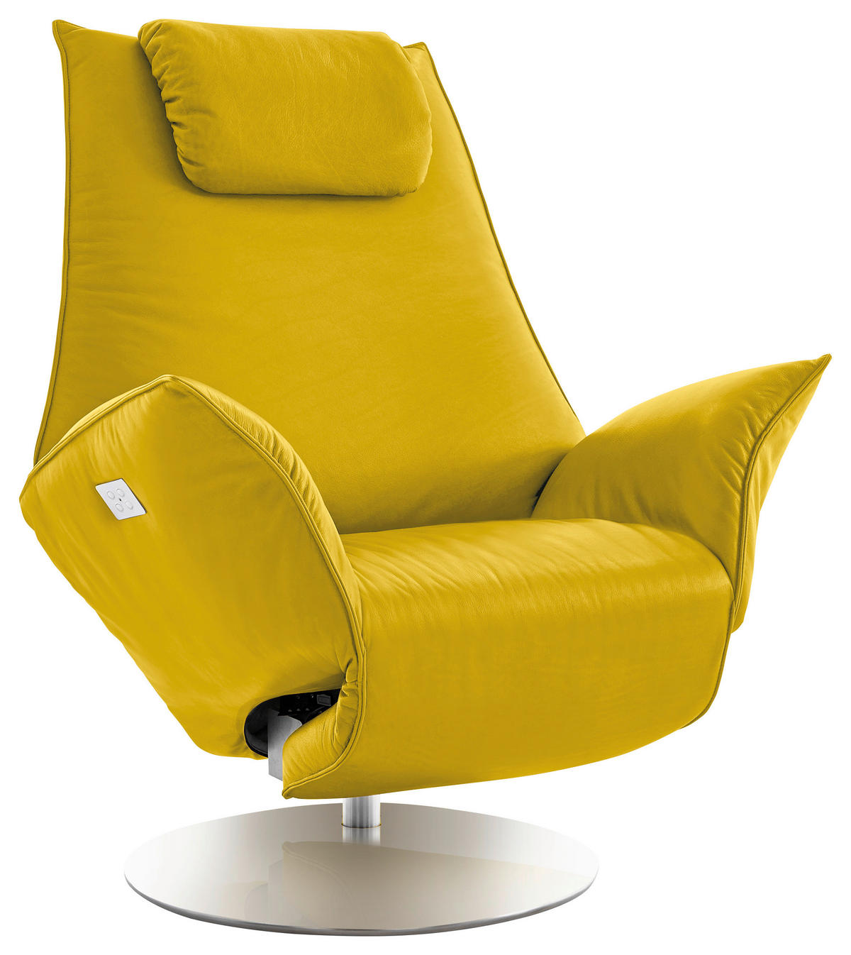 POČIVALNIK,  rumena usnje - barve nerjavečega jekla/rumena, Design, kovina/usnje (92-79/113-90/165cm) - Dieter Knoll