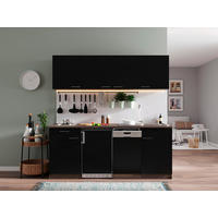 KÜCHENBLOCK 195 cm   in Schwarz, Eichefarben  - Eichefarben/Schwarz, Basics, Holzwerkstoff (195cm) - Respekta