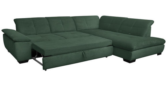 ECKSOFA in Cord Grün 313/242 cm - Schwarz/Grün, Design, Textil/Metall (313/242cm) - Xora