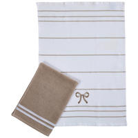 GESCHIRRTUCH-SET 2-teilig Weiß, Beige  - Beige/Weiß, Textil (50/70cm) - Esposa