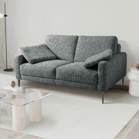 2-SITZER-SOFA Webstoff Anthrazit  - Anthrazit/Schwarzchrom, Design, Textil/Metall (157/85/92cm) - Livetastic