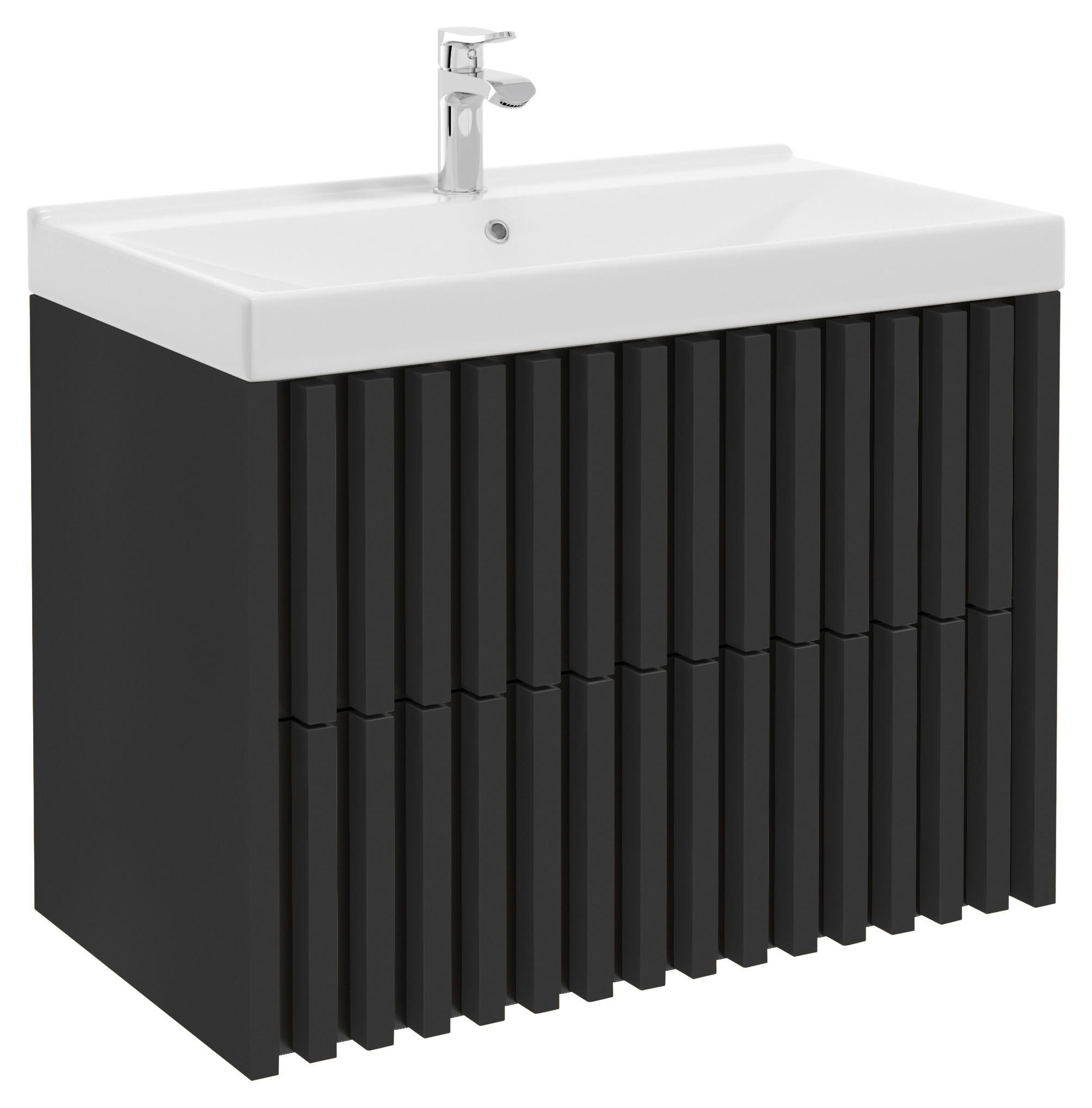 SKRINKA S UMÝVADLOM, čierna, čierna, 81 cm - čierna/biela, Modern, kompozitné drevo/keramika (81cm) - MID.YOU