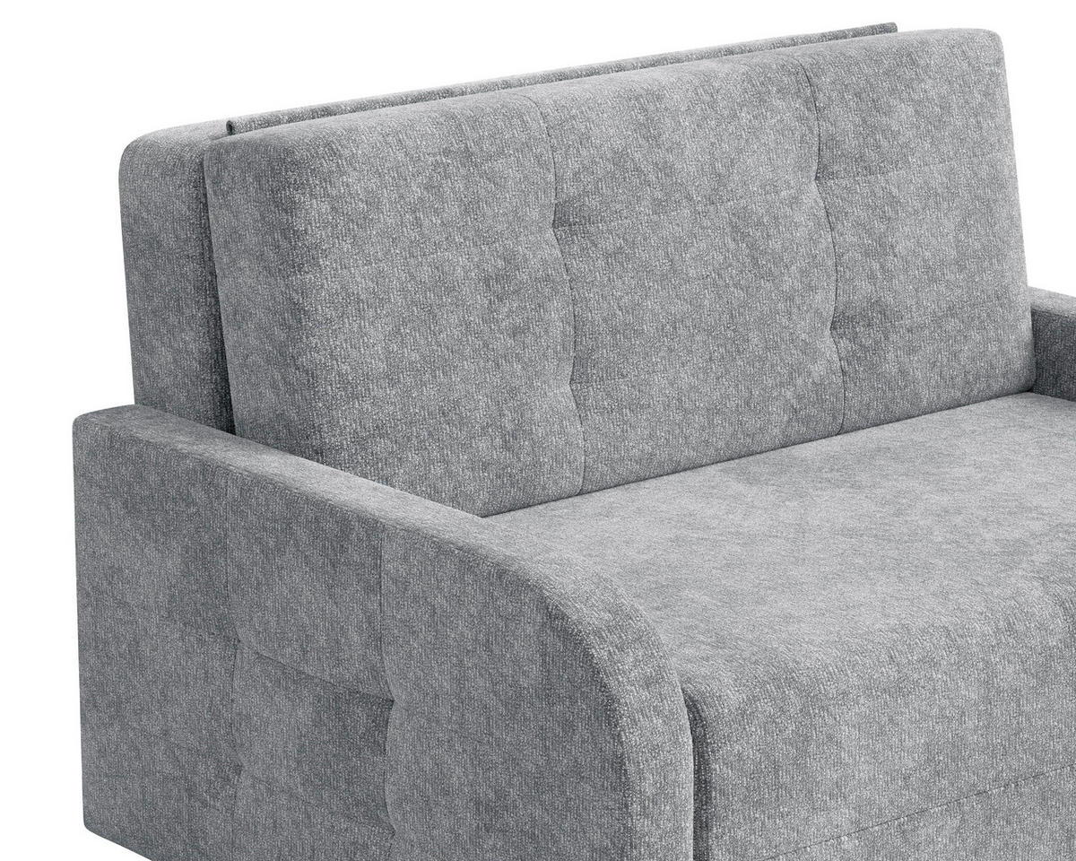 SCHLAFSOFA Chenille Blaugrau  inkl. Bettkasten, Schlaffunktion, Rücken echt, Liegefläche im Originalstoff  - Blaugrau/Schwarz, MODERN, Kunststoff/Textil (190/90/100cm) - Milino