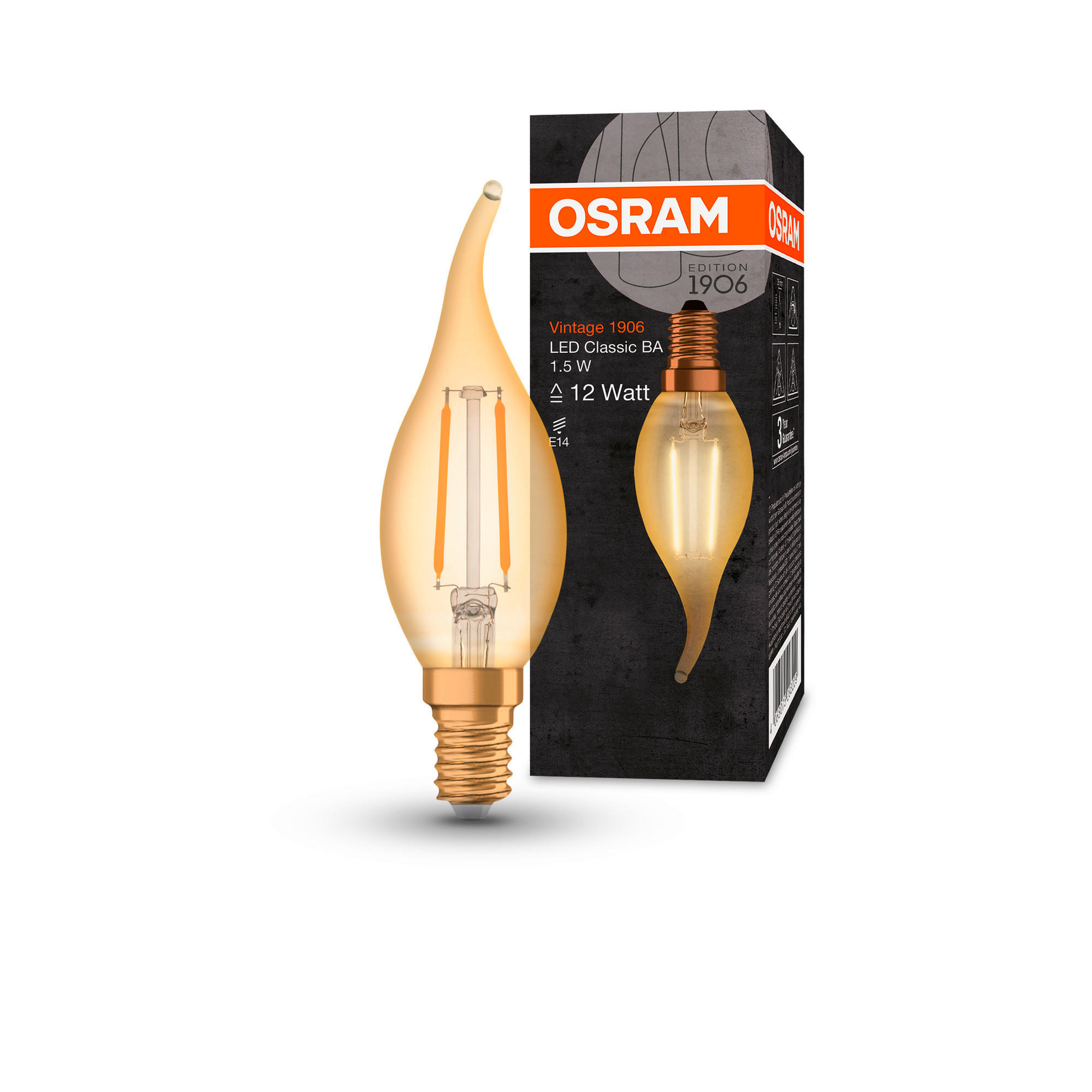 LED-LEUCHTMITTEL   E14 1,5 W 120 lm 2 Stück  - Goldfarben, Basics, Glas (3,5/12,1cm) - Osram