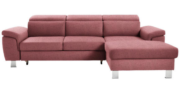 ECKSOFA inkl. Funktionen Hellrot Webstoff - Hellrot/Silberfarben, Design, Textil/Metall (250/167cm) - Xora