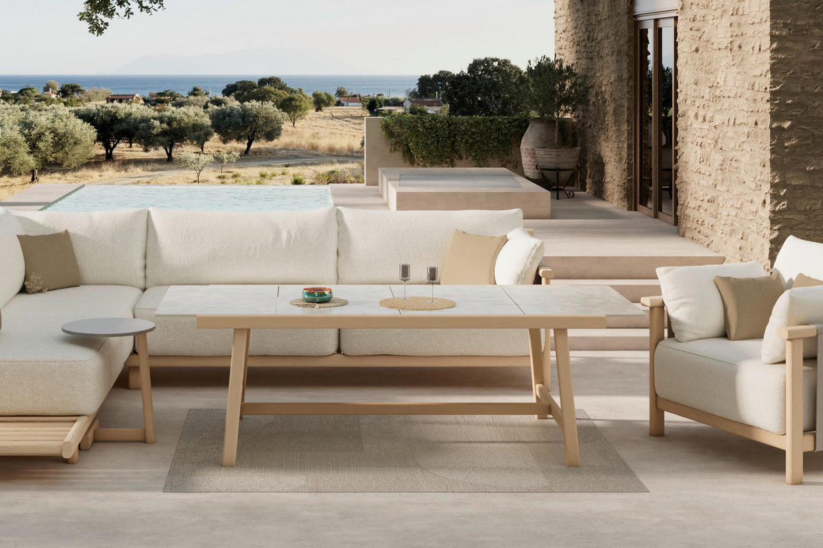 GARTENTISCH 240/102/74 cm Holz, Kunststoff rechteckig  - Hellgrau/Naturfarben, ROMANTIK / LANDHAUS, Holz/Kunststoff (240/102/74cm) - Dieter Knoll