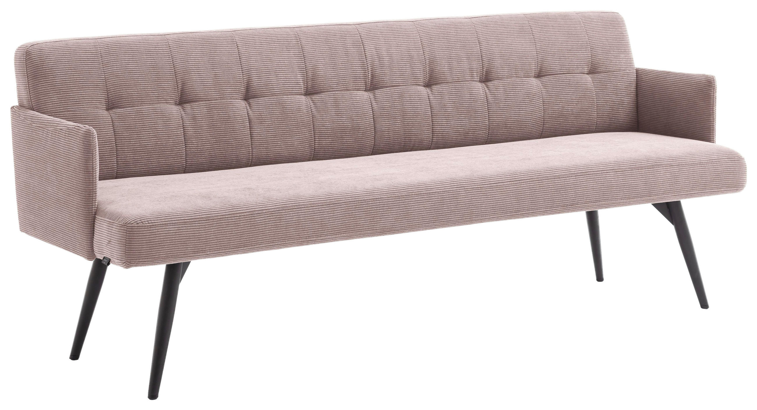 SITZBANK 206/85/69 cm Cord Altrosa Metall  - Schwarz/Altrosa, Design, Textil/Metall (206/85/69cm) - Johann Jakob