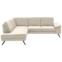 ECKSOFA in Lederlook, Mikrofaser Creme  - Creme/Schwarz, Design, Textil/Metall (194/261cm) - Beldomo System