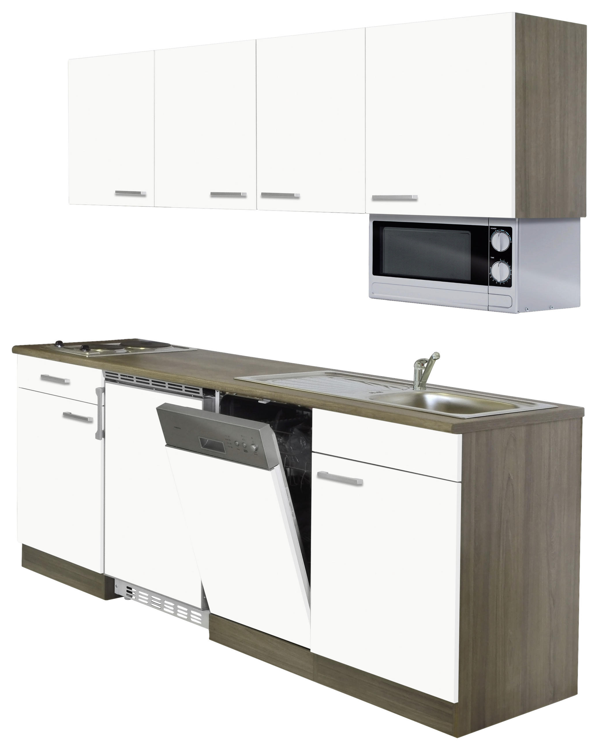 KÜCHENBLOCK 195 cm in Weiss, Eichefarben - Weiss/Eichefarben, Basics, Holzwerkstoff (195cm) - Respekta