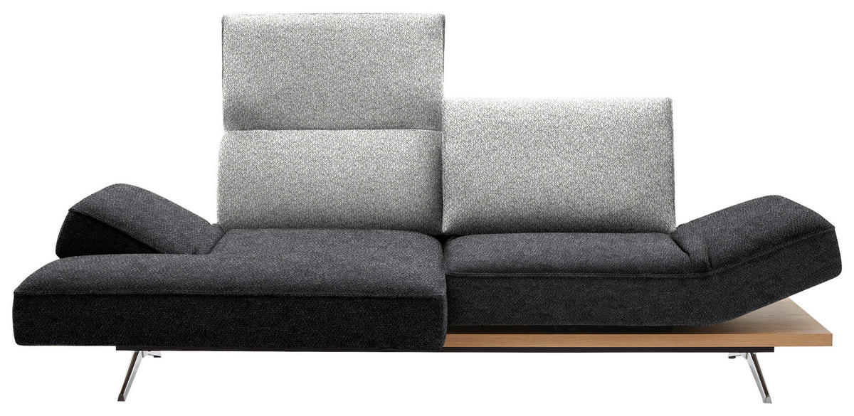 ECKSOFA  in Flachgewebe Grau, Hellgrau  132/240 cm  - Chromfarben/Hellgrau, Design, Holz/Textil (132/240cm) - Koinor