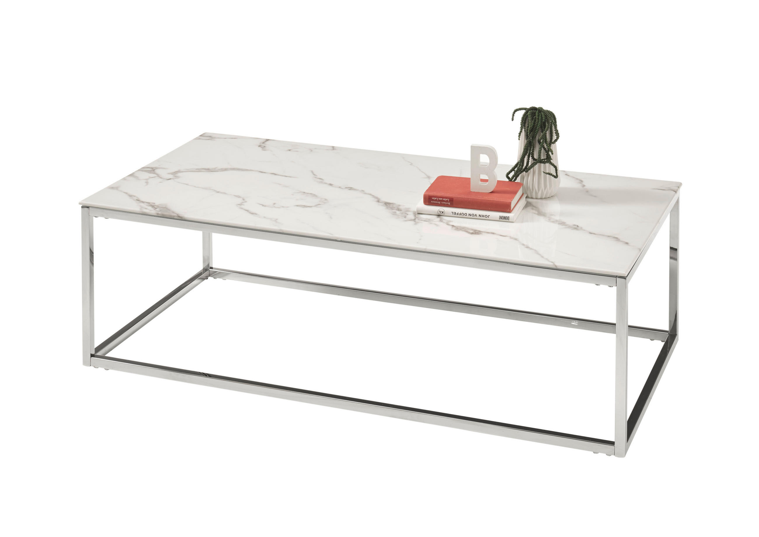 COUCHTISCH in Metall, Glas 120/60/37 cm - Chromfarben/Weiss, Konventionell, Glas/Metall (120/60/37cm) - MID.YOU