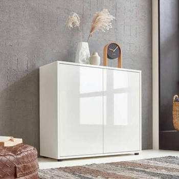 KOMMODE Mailand Typ 4  in 79/73/33 cm  - Weiß Hochglanz/Schwarz, MODERN, Holzwerkstoff/Kunststoff (79/73/33cm) - MID.YOU