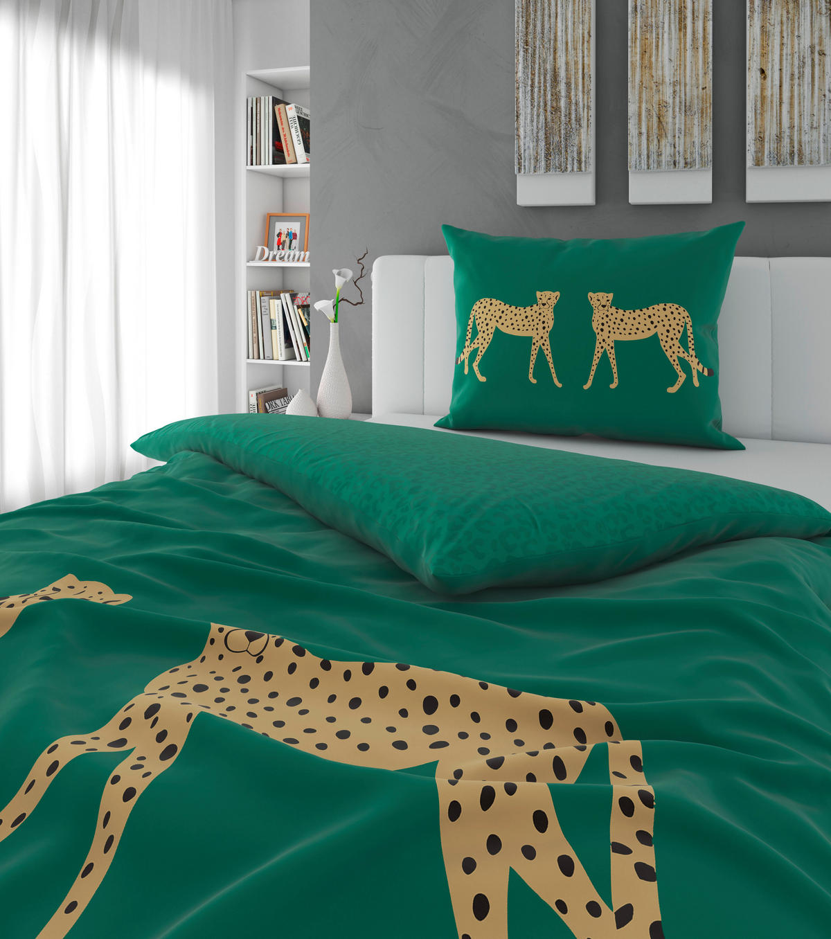 WENDEBETTWÄSCHE 2-teilig Satin 140/200 cm  - Grün, Design, Textil (140/200cm) - Esposa