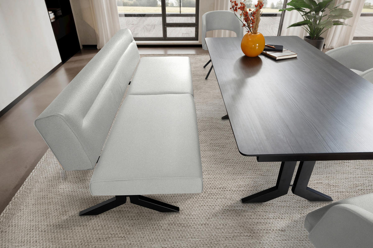 SITZBANK in Metall, Textil Creme  - Creme/Schwarz, Konventionell, Textil/Metall (220/87/70-86cm) - Moderano