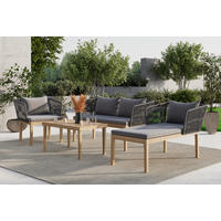 LOUNGE GARNITURA   drvo, metal, plastika, tekstil  siva, boje bagrema    - siva/boje bagrema, Moderno, drvo/metal (160/74/84cm) - Ambia Garden