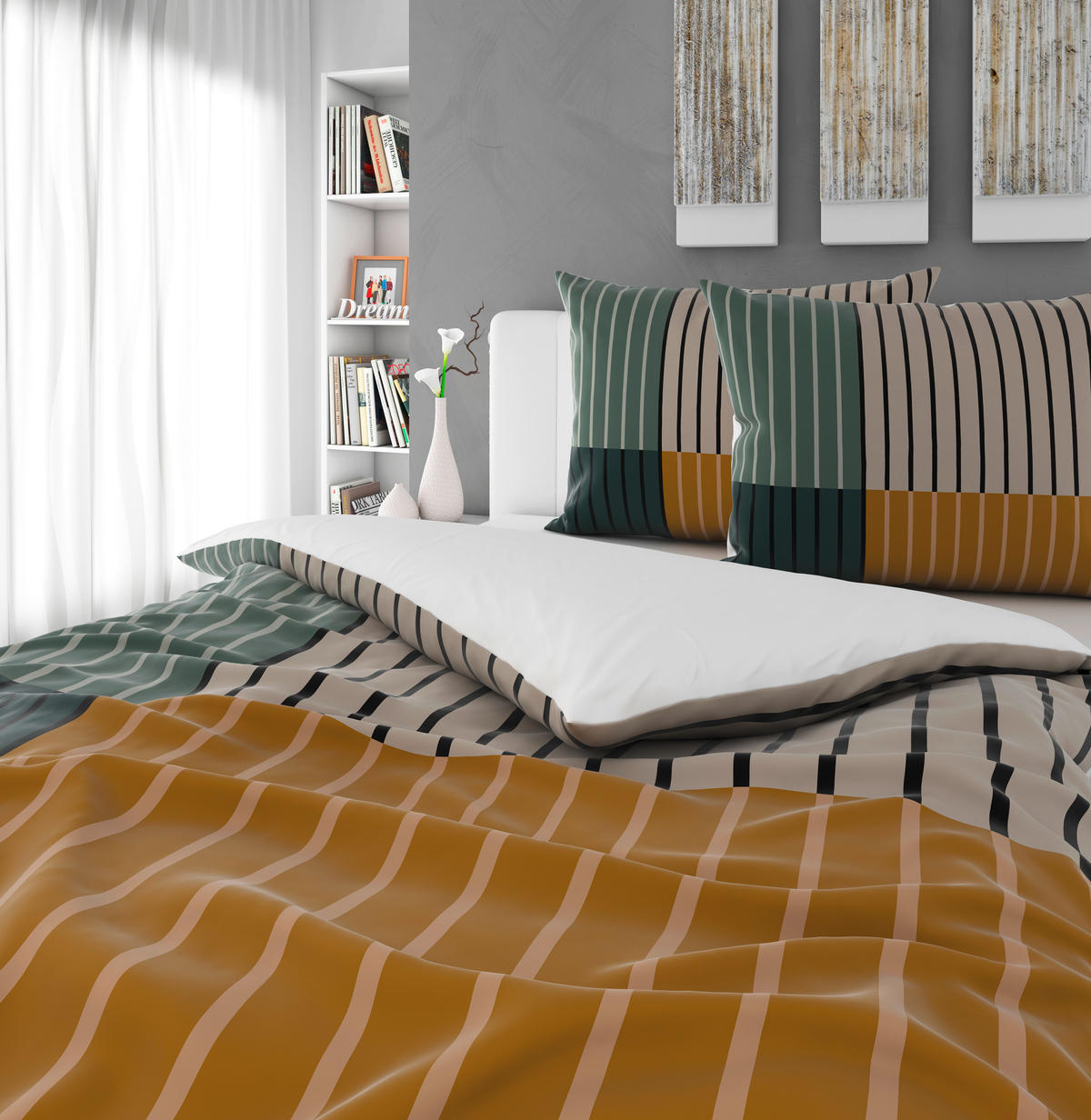 OBOJESTRANSKA POSTELJNINA HARMONY 200/200 cm saten večbarvno  - večbarvno, Konvencionalno, tekstil (200/200cm) - Esposa
