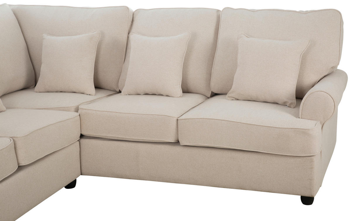 KUTNA GARNITURA tekstil  bež   - bež/crna, Konvencionalno, tekstil/drvo (394/100/245cm) - P & B