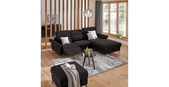 ECKSOFA Dunkelbraun Echtleder  - Dunkelbraun/Schwarz, Natur, Leder/Metall (285/199cm) - Valnatura