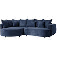 ECKSOFA in Chenille Dunkelblau  - Schwarz/Dunkelblau, Design, Kunststoff/Textil (194/307cm) - Carryhome