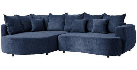 ECKSOFA in Chenille Dunkelblau  - Schwarz/Dunkelblau, Design, Kunststoff/Textil (194/307cm) - Carryhome