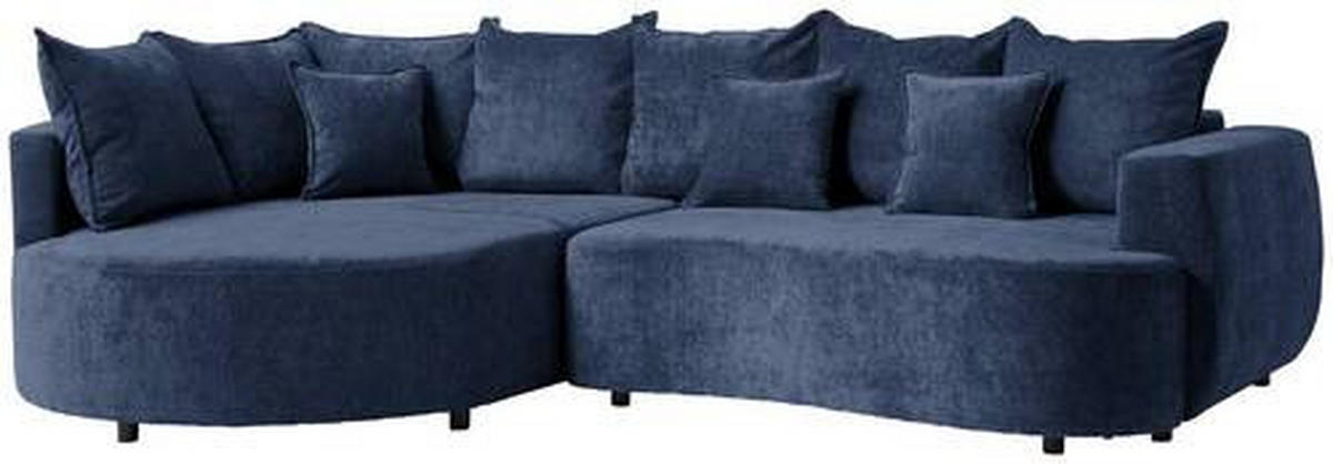 ECKSOFA in Chenille Dunkelblau  194/307 cm  - Schwarz/Dunkelblau, Design, Kunststoff/Textil (194/307cm) - Carryhome