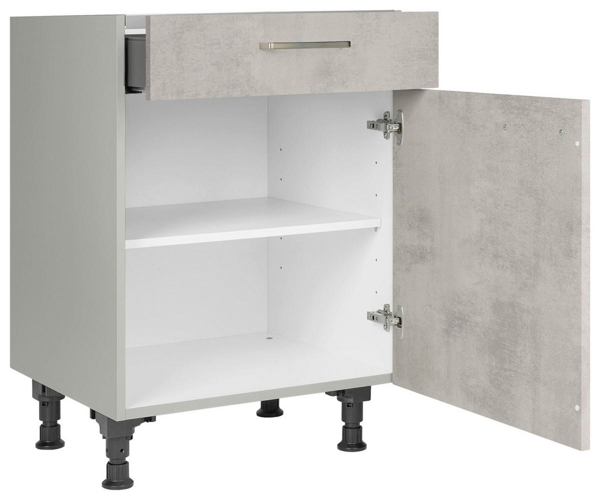 KOCHFELDUMBAUSCHRANK 60/87/56 cm  Hellgrau  - Edelstahlfarben/Hellgrau, Modern, Holzwerkstoff/Metall (60/87/56cm) - Nobilia