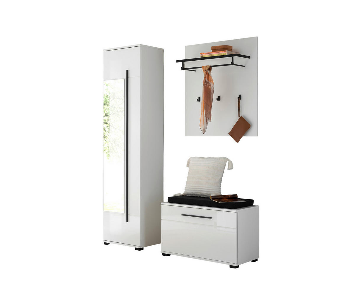 GARDEROBE 4-teilig  in 140/201/39 cm  - Weiß Hochglanz/Weiß, MODERN, Holzwerkstoff (140/201/39cm) - MID.YOU