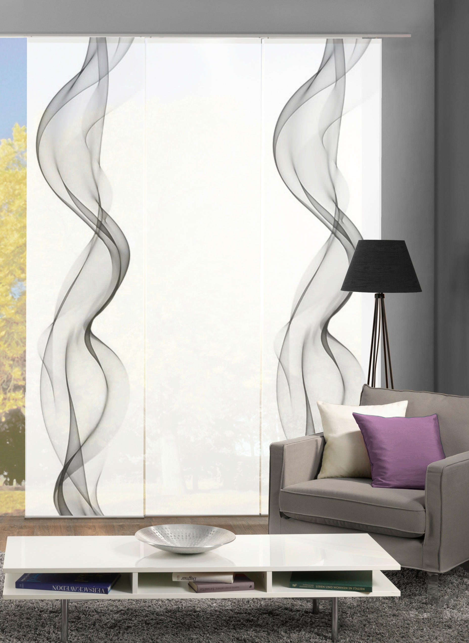 FLÄCHENVORHANG in Grau halbtransparent - Grau, Design, Textil (3x60/245cm)