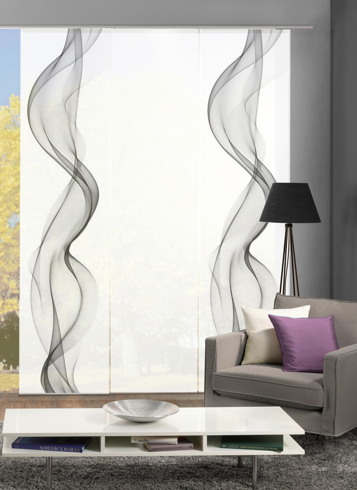 PANELOVÝ ZÁVĚS, 3x60/245 cm - šedá, Design, textil (3x60/245cm)