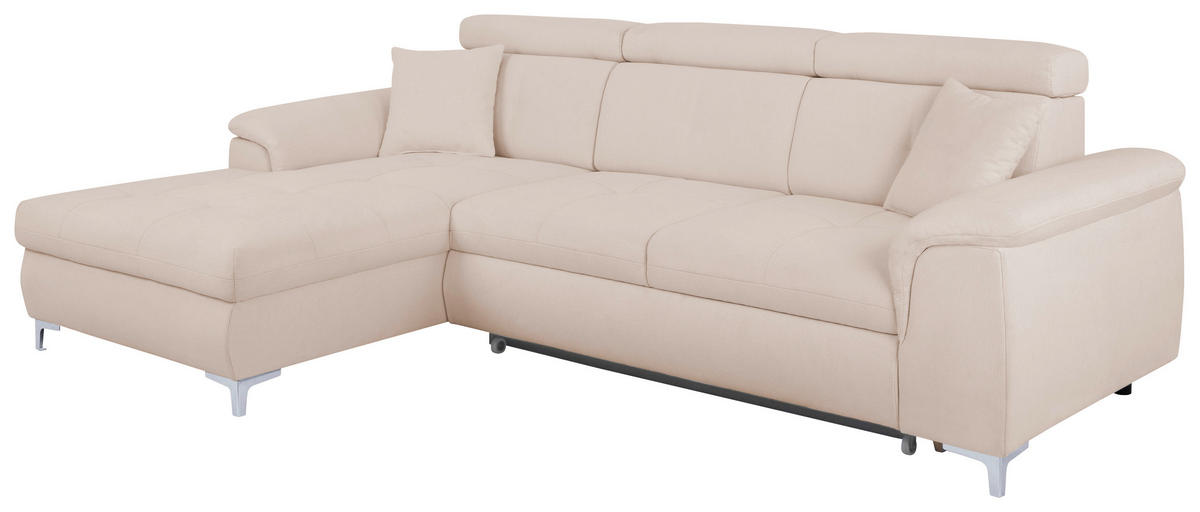 ECKSOFA in Flachgewebe Creme  - Chromfarben/Creme, Konventionell, Textil/Metall (175/268cm) - Carryhome