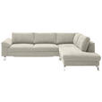 ECKSOFA Creme Velours  - Chromfarben/Creme, Design, Textil/Metall (281/200cm) - Hom`in