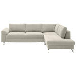 ECKSOFA in Velours Creme  - Chromfarben/Creme, Design, Textil/Metall (281/200cm) - Hom`in