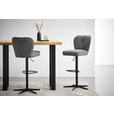 BARHOCKER Webstoff Grau, Schwarz Eisen Sitzfläche 360° drehbar  - Schwarz/Grau, Design, Textil/Metall (44/97-117/58cm) - Novel