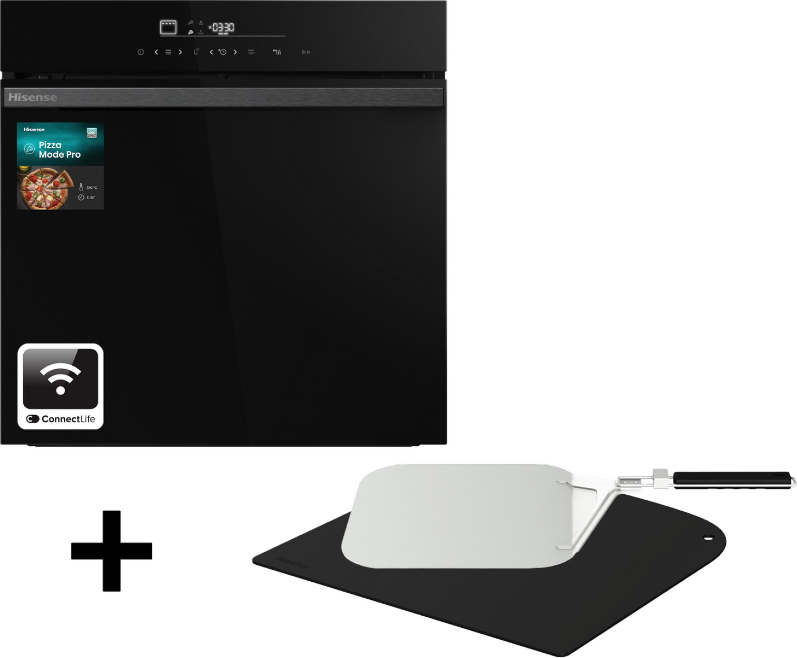 EINBAUBACKOFEN HO66F PizzaChef  - Schwarz, Basics, Glas/Metall (59,5/59,5/56,4cm) - Hisense