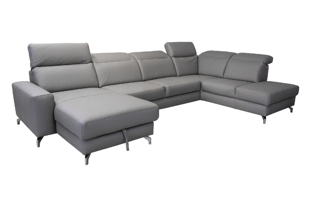 SAROKGARNITÚRA bőr taupe  - taupe, Basics, bőr/fém (173/371/217cm) - Andante