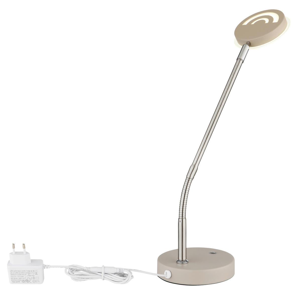 LED-TISCHLEUCHTE Silvio 43/13/53,5 cm  - Sandfarben/Klar, Design, Kunststoff/Metall (43/13/53,5cm)