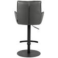 BARHOCKER Echtleder Anthrazit, Schwarz Eisen Sitzfläche 360° drehbar, inklusive Armlehnen  - Anthrazit/Schwarz, Design, Leder/Metall (56/89,5-115/56cm) - Novel