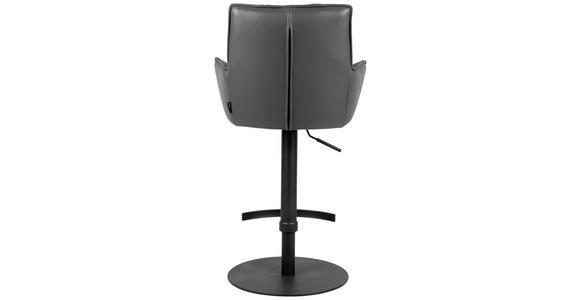 BARHOCKER Echtleder Anthrazit, Schwarz Eisen Sitzfläche 360° drehbar, inklusive Armlehnen - Anthrazit/Schwarz, Design, Leder/Metall (56/89,5-115/56cm) - Novel