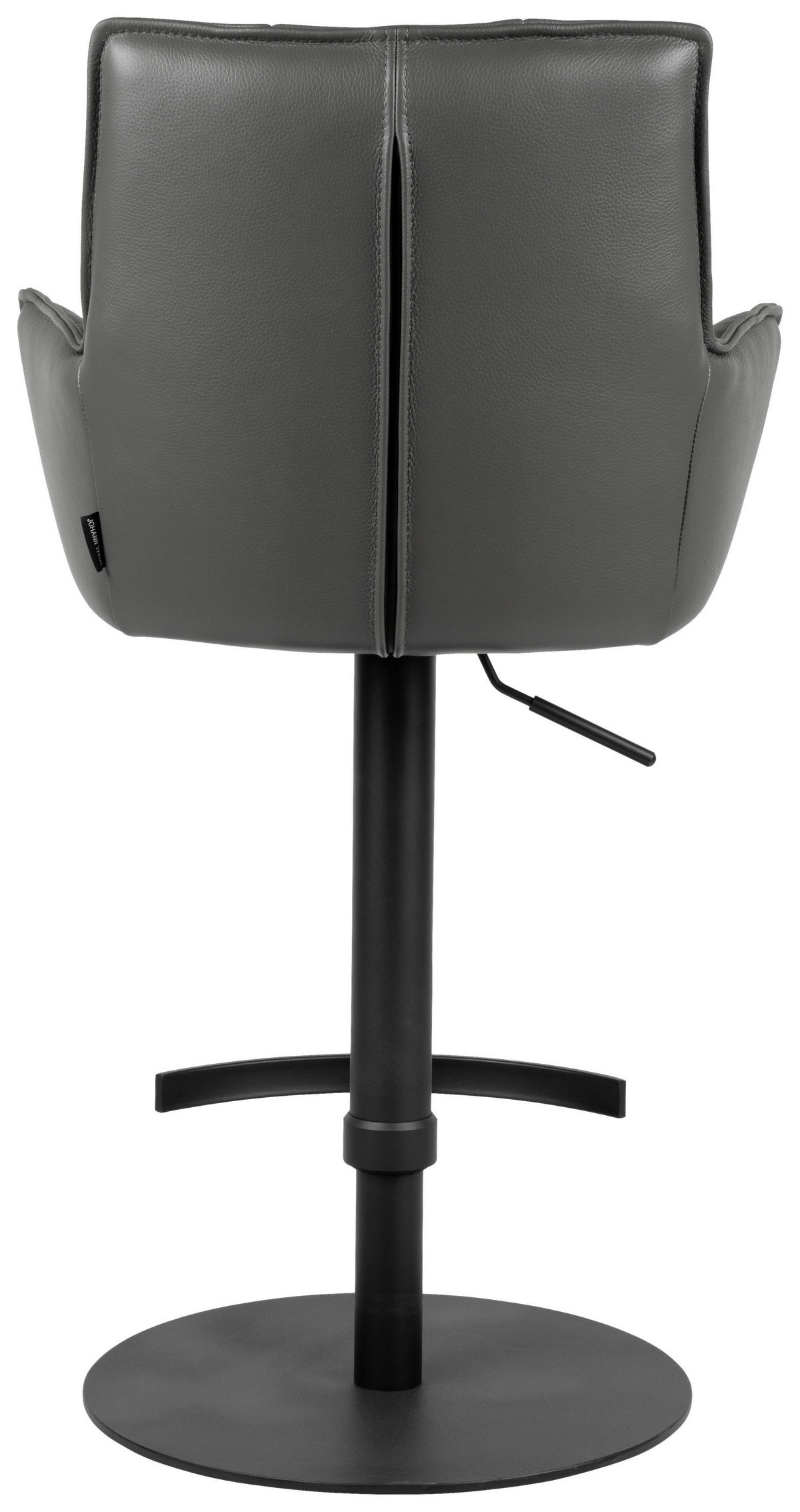 BARHOCKER in Metall, Leder Anthrazit, Schwarz  - Anthrazit/Schwarz, Design, Leder/Metall (56/89,5-115/56cm) - Novel
