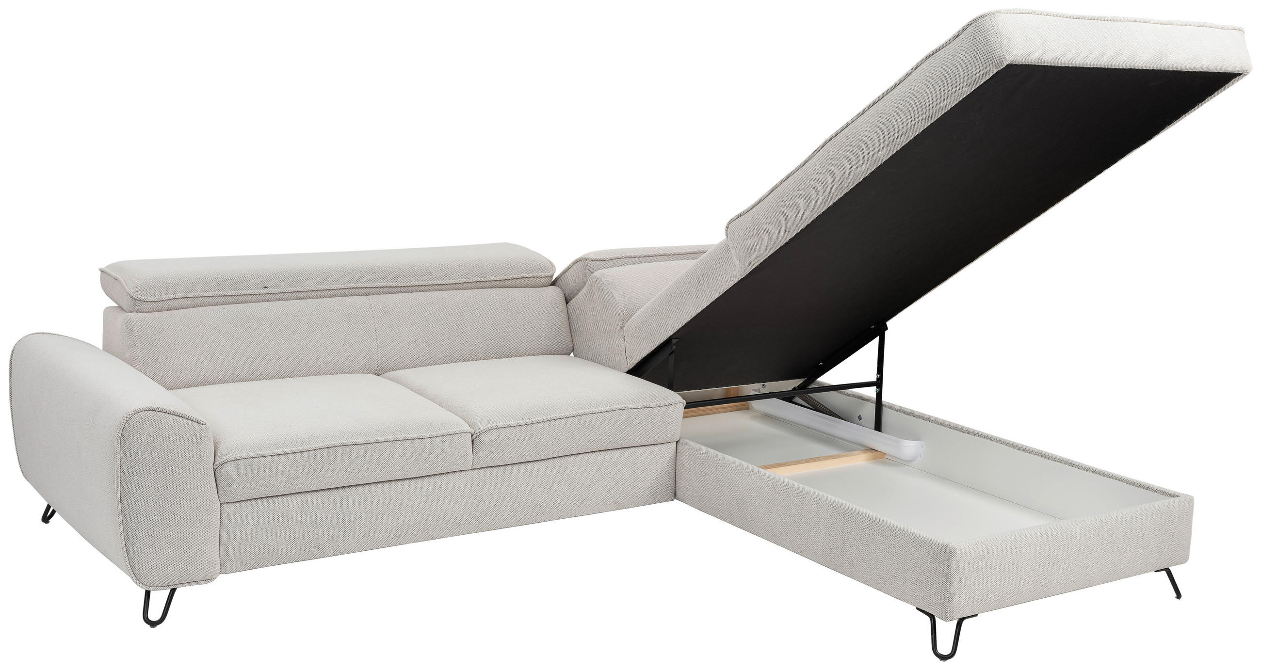 HÖRNSOFFA i flatväv vit - vit/svart, Design, metall/textil (250/200cm) - Stylife