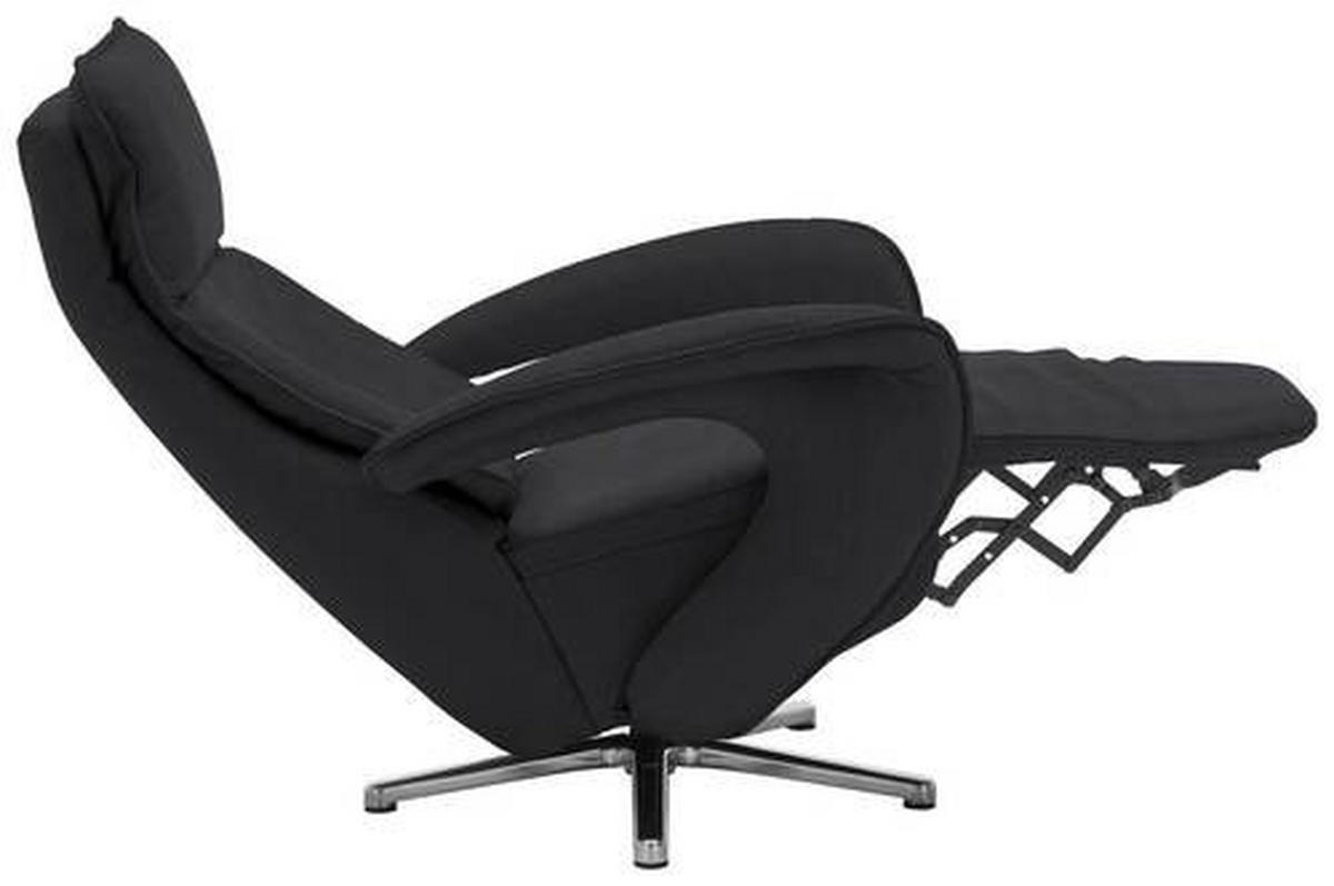 RELAXSESSEL Echtleder Relaxfunktion    - Edelstahlfarben/Schwarz, Design, Leder/Metall (77/110/87cm) - Valdera