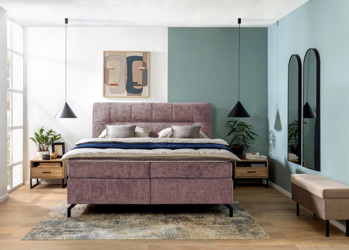 BOXSPRINGBETT 160/200 cm  in Altrosa  - Schwarz/Altrosa, Design, Textil/Metall (160/200cm) - Esposa
