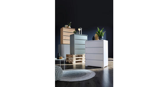 KOMMODE , 80/103/48 cm, 4 Schublade(n)  - Silberfarben/Weiß, Design, Holzwerkstoff/Kunststoff (80/103/48cm) - Carryhome