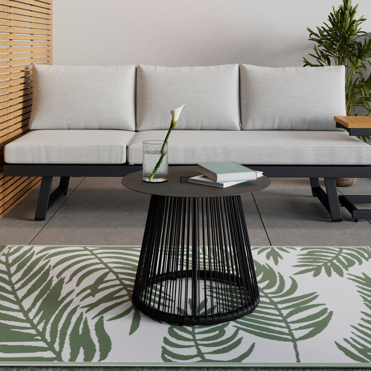 POMOĆNI STOČIĆ ZA BAŠTU 55/47/55 cm  - crna, Moderno, metal/plastika (55/47/55cm) - Bessagi Garden