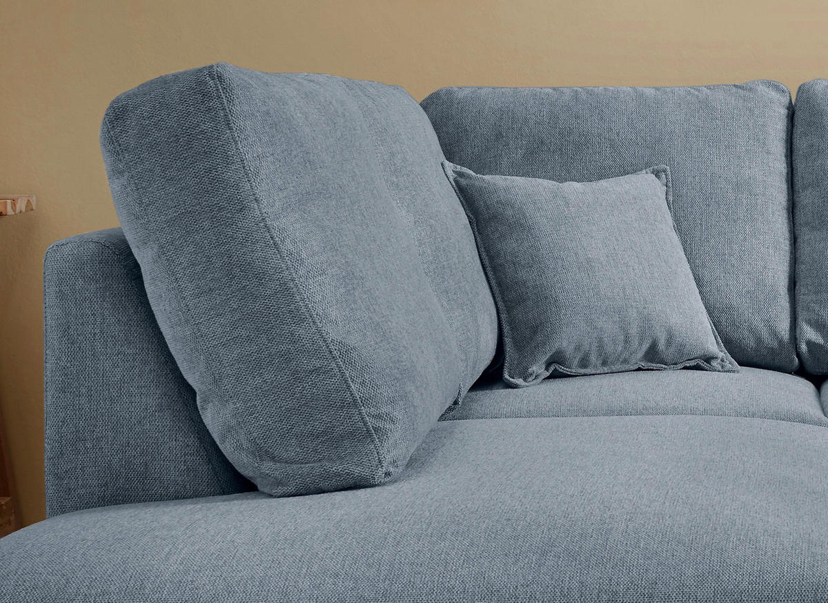 ECKSOFA in Struktur Blau  - Blau/Naturfarben, Konventionell, Holz/Textil (200/230cm) - P & B
