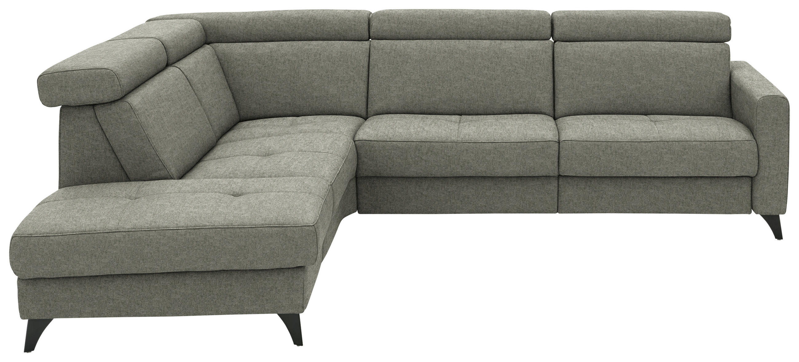 ECKSOFA Beldomo System in Flachgewebe Hellgrau  214/276 cm  - Hellgrau/Schwarz, KONVENTIONELL, Textil/Metall (214/276cm) - Beldomo System